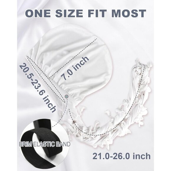 ⚡Men Women 1 Pcs- White Satin Head Wraps Skull Cap Tassels Braid Beanie Turban - Picture 3 of 9